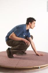 Casual Man White Kneeling poses - ALL Slim Short Brown Kneeling poses - on both knees Academic