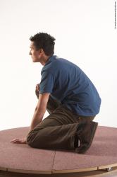 Casual Man White Kneeling poses - ALL Slim Short Brown Kneeling poses - on both knees Academic