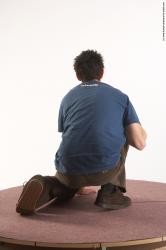 Casual Man White Kneeling poses - ALL Slim Short Brown Kneeling poses - on both knees Academic