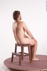 Nude Man White Sitting poses - simple Slim Short Brown Sitting poses - ALL Realistic