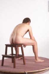 Nude Man White Sitting poses - simple Slim Short Brown Sitting poses - ALL Realistic