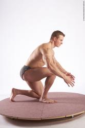 Underwear Man White Kneeling poses - ALL Muscular Short Brown Kneeling poses - on one knee Academic