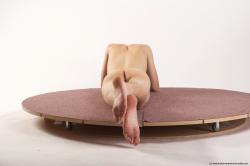 Nude Man White Laying poses - ALL Slim Short Brown Laying poses - on stomach Realistic