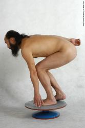 Nude Man White Sitting poses - simple Slim Bald Black Sitting poses - ALL Realistic