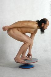 Nude Man White Sitting poses - simple Slim Bald Black Sitting poses - ALL Realistic