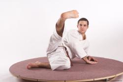 Sportswear Martial art Man White Laying poses - ALL Athletic Short Brown Laying poses - on side Academic