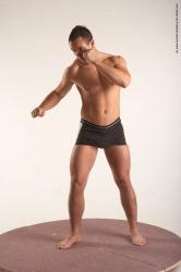 Underwear Martial art Man White Standing poses - ALL Average Short Brown Standing poses - simple Academic