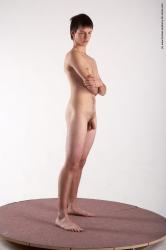 Nude Man White Standing poses - ALL Slim Short Brown Standing poses - simple Realistic