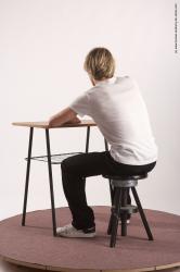 Casual Daily activities Man White Sitting poses - simple Slim Short Brown Sitting poses - ALL Academic