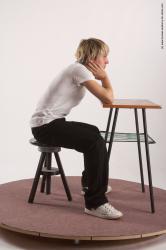 Casual Daily activities Man White Sitting poses - simple Slim Short Brown Sitting poses - ALL Academic