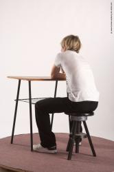 Casual Daily activities Man White Sitting poses - simple Slim Short Brown Sitting poses - ALL Academic