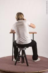 Casual Daily activities Man White Sitting poses - simple Slim Short Brown Sitting poses - ALL Academic