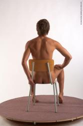 Nude Man White Sitting poses - simple Slim Short Brown Sitting poses - ALL Realistic