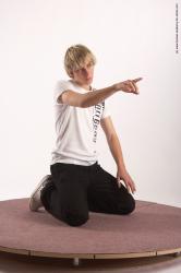 Casual Man White Kneeling poses - ALL Slim Short Blond Kneeling poses - on both knees Academic