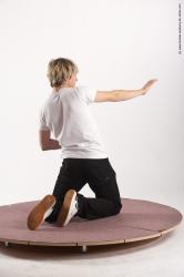 Casual Man White Kneeling poses - ALL Slim Short Blond Kneeling poses - on both knees Academic