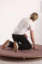 Casual Man White Kneeling poses - ALL Slim Short Blond Kneeling poses - on both knees Academic