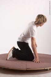 Casual Man White Kneeling poses - ALL Slim Short Blond Kneeling poses - on both knees Academic