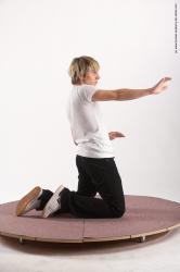 Casual Man White Kneeling poses - ALL Slim Short Blond Kneeling poses - on both knees Academic