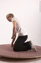 Casual Man White Kneeling poses - ALL Slim Short Blond Kneeling poses - on both knees Academic