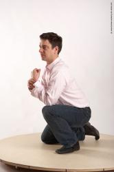 Casual Man White Kneeling poses - ALL Average Short Brown Kneeling poses - on one knee Academic