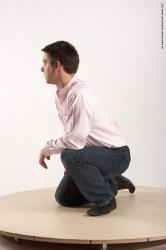 Casual Man White Kneeling poses - ALL Average Short Brown Kneeling poses - on one knee Academic