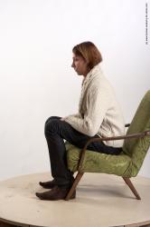 Casual Man White Sitting poses - simple Underweight Medium Brown Sitting poses - ALL Academic