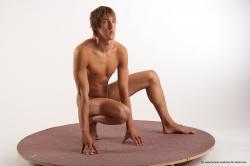 Nude Man White Standing poses - ALL Slim Short Brown Standing poses - knee-bend Realistic