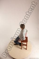 Casual Man White Laying poses - ALL Slim Short Brown Multi angles poses Academic