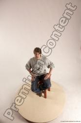 Casual Man White Sitting poses - simple Slim Short Brown Sitting poses - ALL Multi angles poses Academic