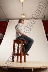 Casual Man White Sitting poses - simple Slim Short Brown Sitting poses - ALL Multi angles poses Academic