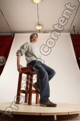 Casual Man White Laying poses - ALL Slim Short Brown Multi angles poses Academic