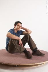 Casual Man White Sitting poses - simple Slim Short Brown Sitting poses - ALL Academic