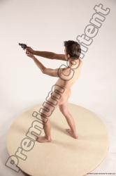 Nude Fighting with gun Man White Standing poses - ALL Slim Short Brown Standing poses - simple Multi angles poses Realistic