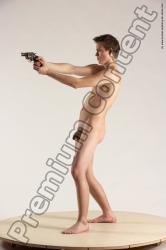 Nude Fighting with gun Man White Standing poses - ALL Slim Short Brown Standing poses - simple Multi angles poses Realistic