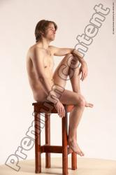 Nude Man White Sitting poses - simple Slim Short Brown Sitting poses - ALL Multi angles poses Realistic