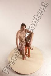 Nude Man White Sitting poses - simple Slim Short Brown Sitting poses - ALL Multi angles poses Realistic