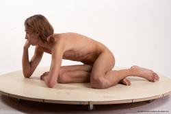 Nude Man White Sitting poses - simple Underweight Medium Brown Sitting poses - ALL Realistic