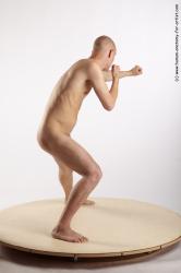 Nude Martial art Man White Standing poses - ALL Slim Bald Standing poses - simple Realistic