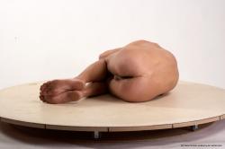 Nude Man White Laying poses - ALL Underweight Medium Brown Laying poses - on side Realistic