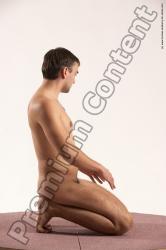 Nude Man White Slim Short Brown Sitting poses - ALL Sitting poses - on knees Multi angles poses Realistic