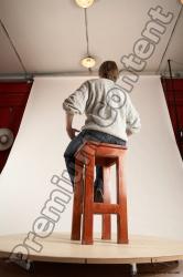 Casual Man White Sitting poses - simple Slim Short Brown Sitting poses - ALL Multi angles poses Academic