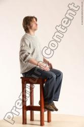 Casual Man White Sitting poses - simple Slim Short Brown Sitting poses - ALL Multi angles poses Academic