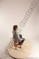 Casual Man White Sitting poses - simple Slim Short Brown Sitting poses - ALL Multi angles poses Academic