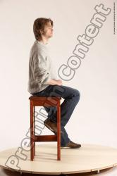 Casual Man White Sitting poses - simple Slim Short Brown Sitting poses - ALL Multi angles poses Academic