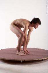 Nude Man White Standing poses - ALL Slim Short Brown Standing poses - bend over Realistic