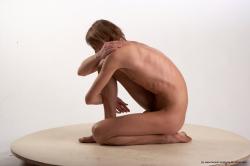 Nude Man White Laying poses - ALL Underweight Medium Brown Laying poses - on back Realistic