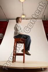 Casual Man White Sitting poses - simple Slim Short Brown Sitting poses - ALL Multi angles poses Academic