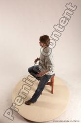 Casual Man White Sitting poses - simple Slim Short Brown Sitting poses - ALL Multi angles poses Academic