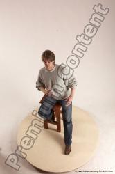 Casual Man White Sitting poses - simple Slim Short Brown Sitting poses - ALL Multi angles poses Academic