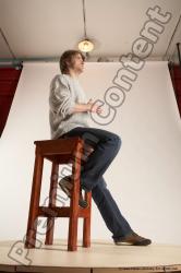 Casual Man White Sitting poses - simple Slim Short Brown Sitting poses - ALL Multi angles poses Academic